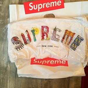 Supreme White Embroidered Arc Tee White Size M